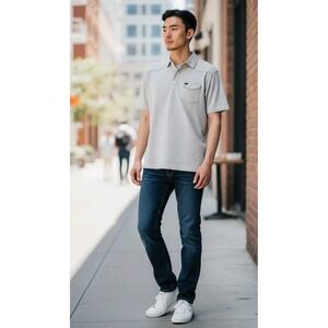 Howler Brothers H Bar B Pearl Snap Polo Shirt Mens M Heather Grey Western Yoke